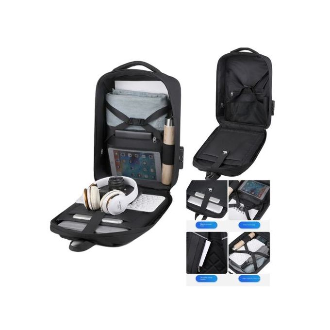 Sac à dos pour affaire voyage, Cartable étanche pour Pc portable + port USB, bag