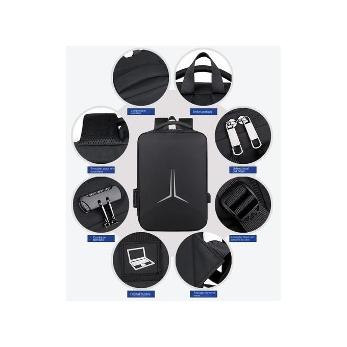 Sac à dos pour affaire voyage, Cartable étanche pour Pc portable + port USB, bag